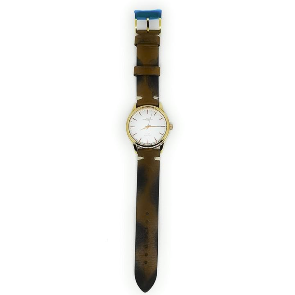 Primo Emporio Orologio da uomo cassa dorata e fondo bianco, cinturino in vera pelle