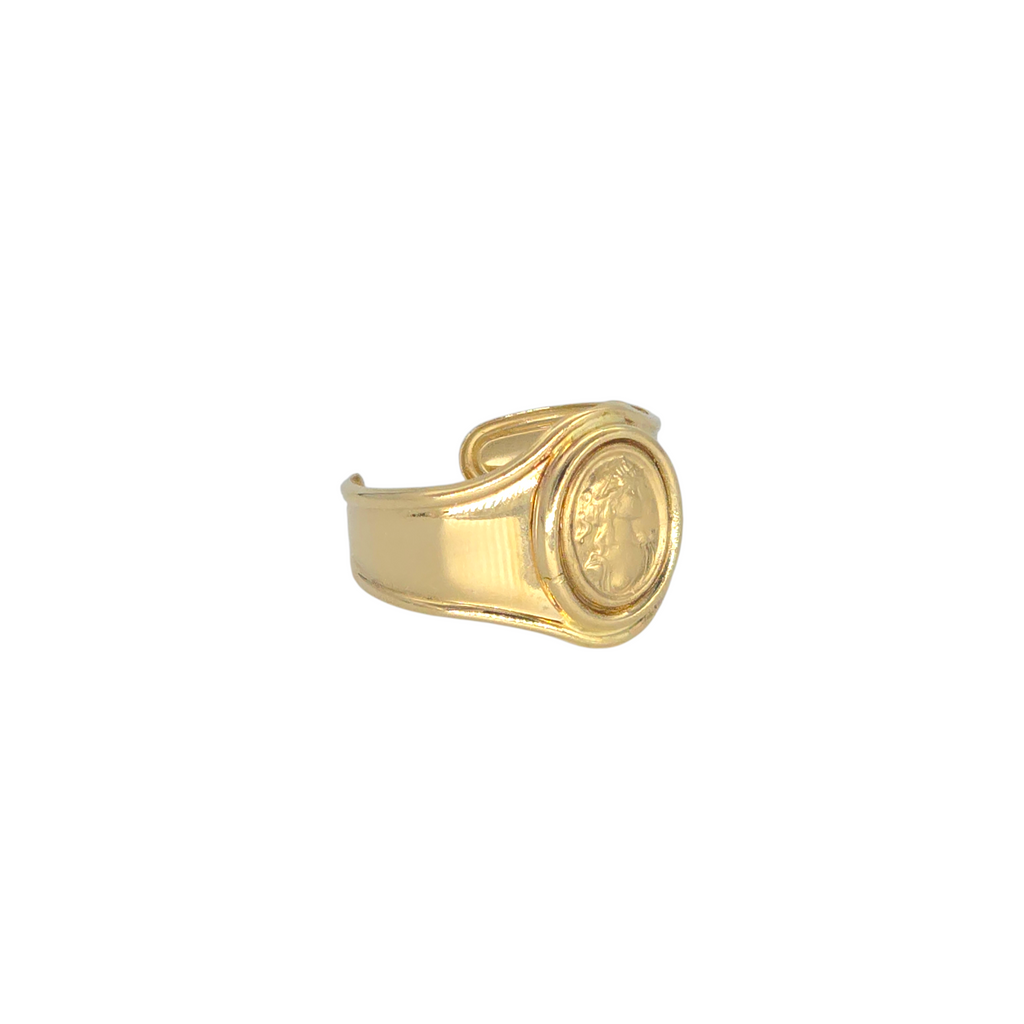 Anello Sigillo Cammeo Oro 18K – Misura Regolabile