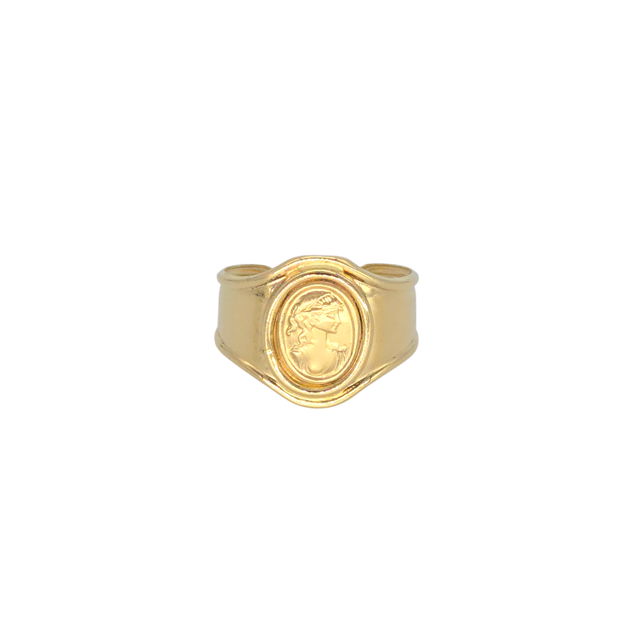 Anello Sigillo Cammeo Oro 18K – Misura Regolabile