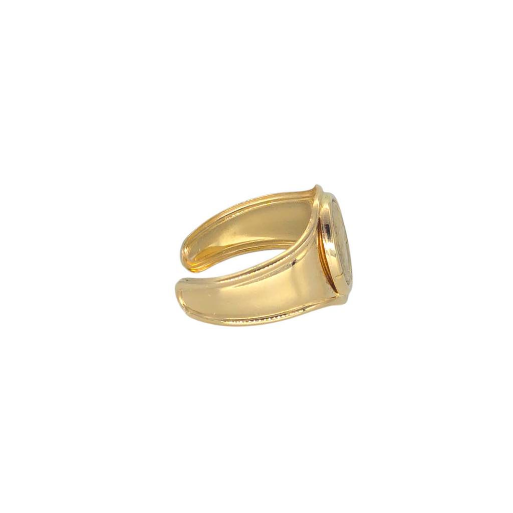 Anello Sigillo Cammeo Oro 18K – Misura Regolabile