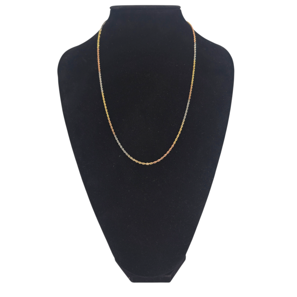 Collana funetta tricolore oro 18 carati su busto nero