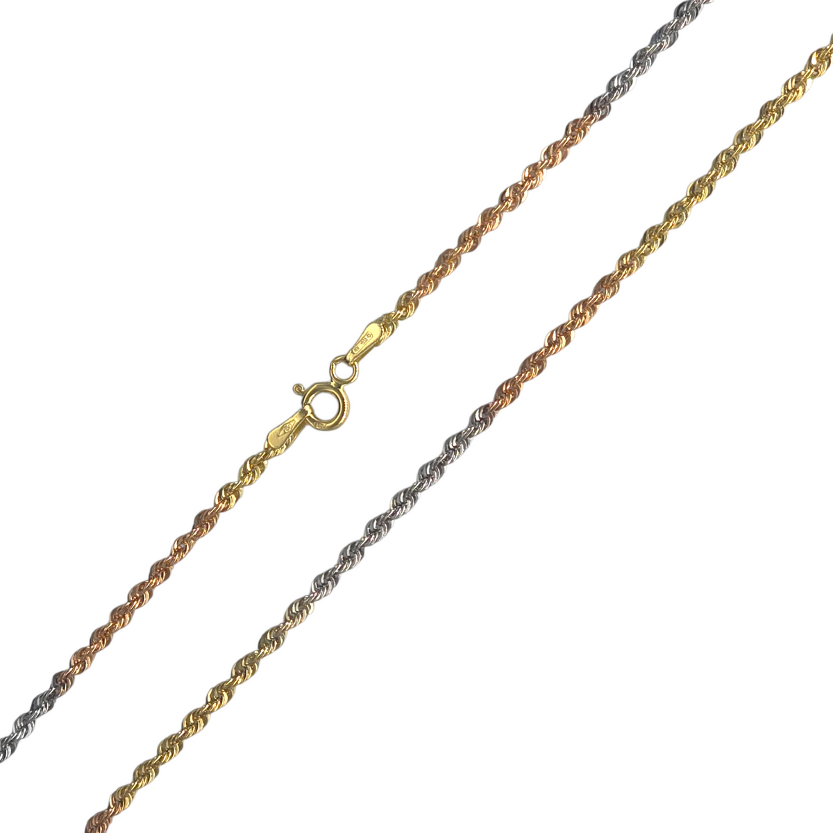 Dettaglio chiusura moschettone collana funetta tricolore