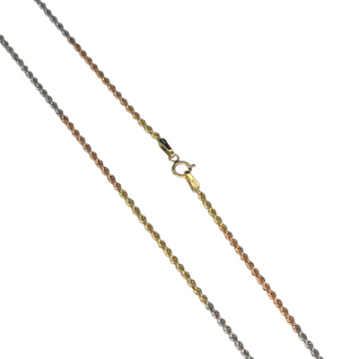 Collana Funetta Tricolore Oro 18 Carati 50 cm