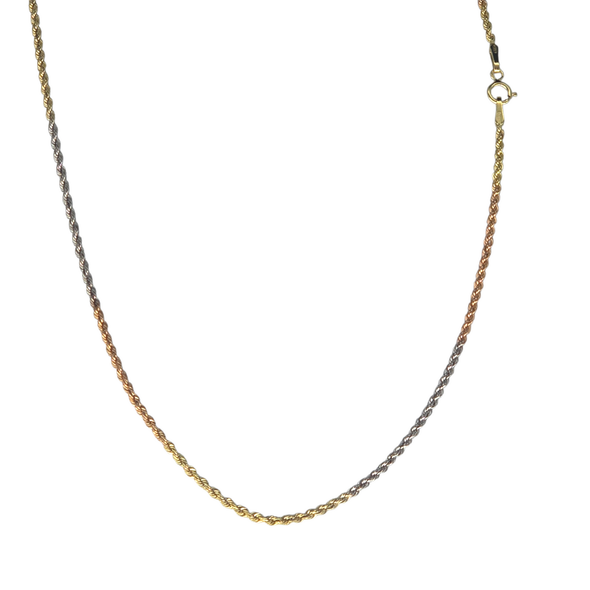 Dettaglio maglia funetta tricolore oro 18 carati 50 cm