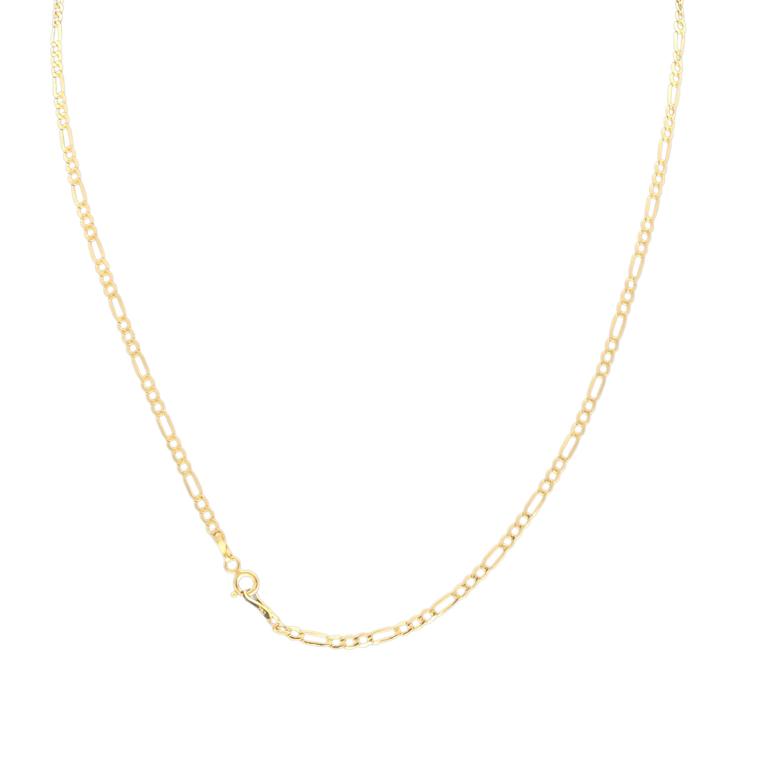 Collana Figaro 3+1 oro giallo 18 carati su sfondo bianco