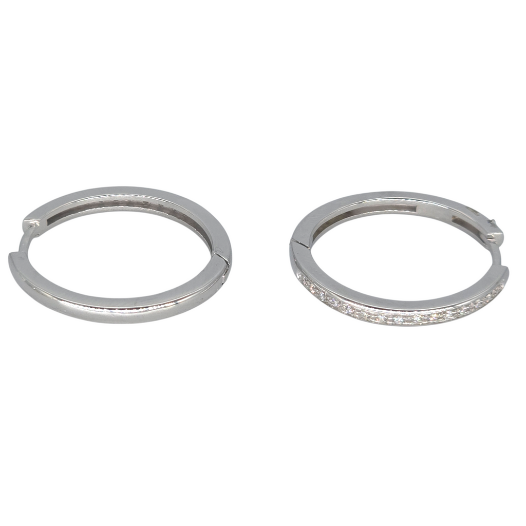 Orecchini Cerchio con Diamanti Oro Bianco 18kt medi