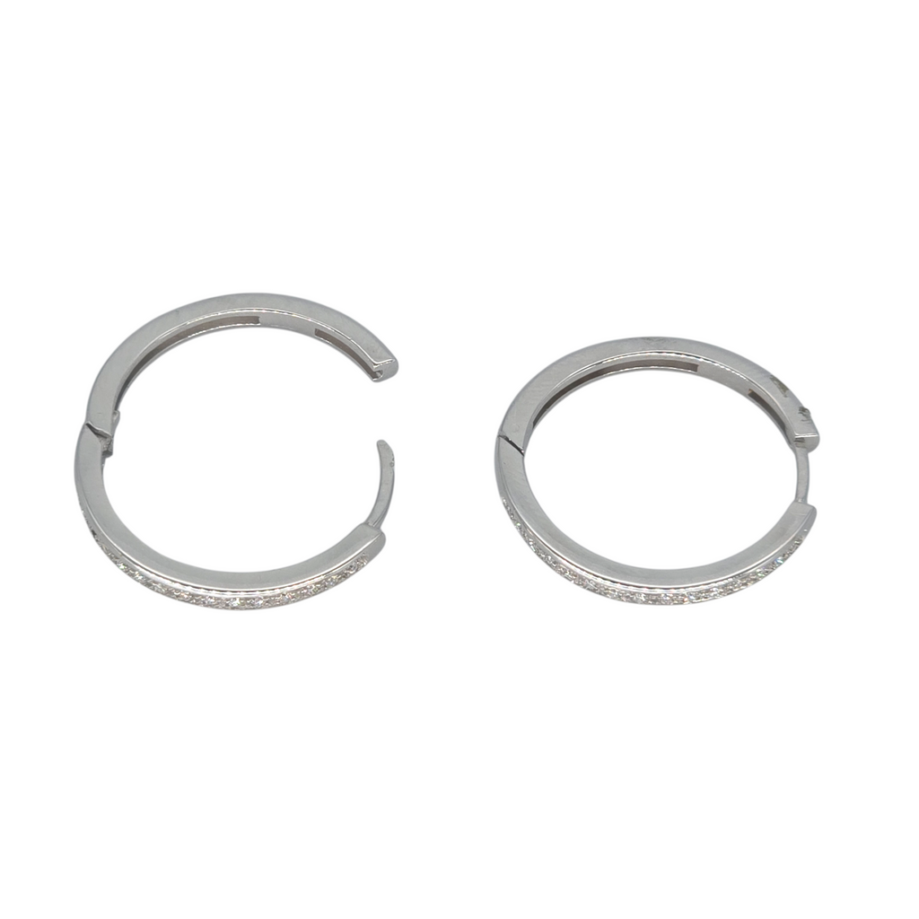 Orecchini Cerchio con Diamanti Oro Bianco 18kt medi