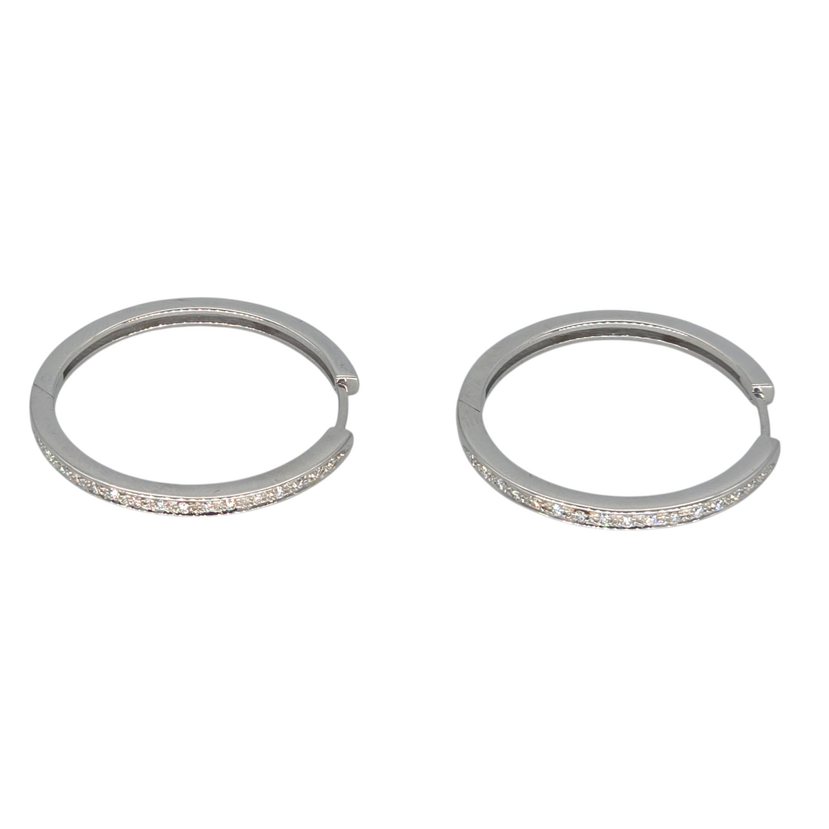 Orecchini Cerchio con Diamanti Oro Bianco 18kt grandi