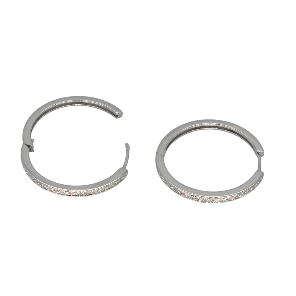 Orecchini Cerchio con Diamanti Oro Bianco 18kt grandi