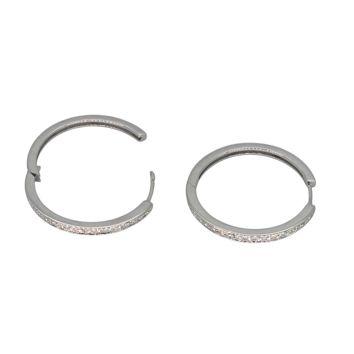 Orecchini Cerchio con Diamanti Oro Bianco 18kt grandi