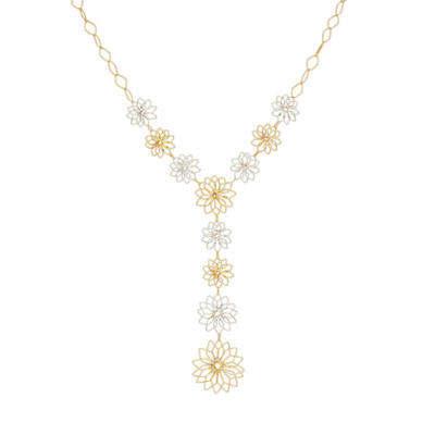 Collana donna floreale bicolore in oro 18 carati – 45 cm