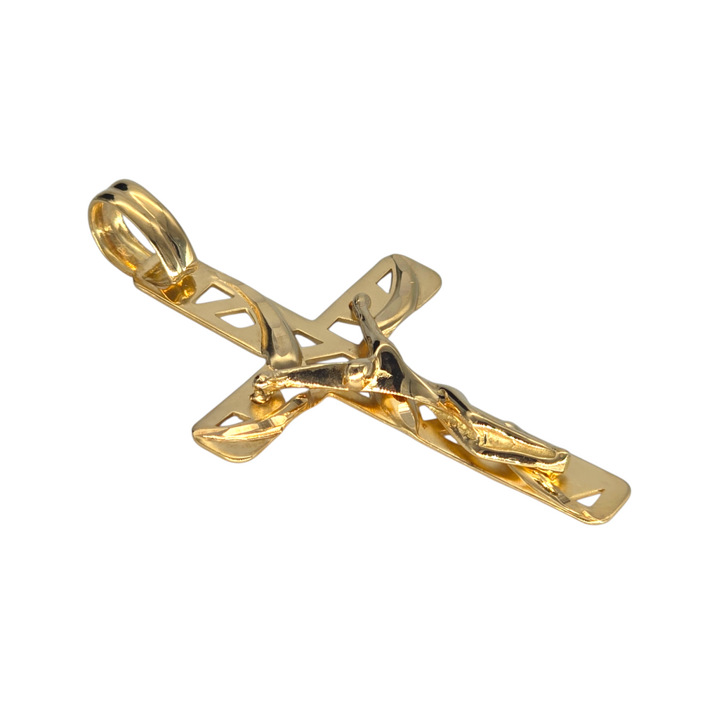 Crocifisso in Oro Giallo 18 Carati con Cristo stilizzato