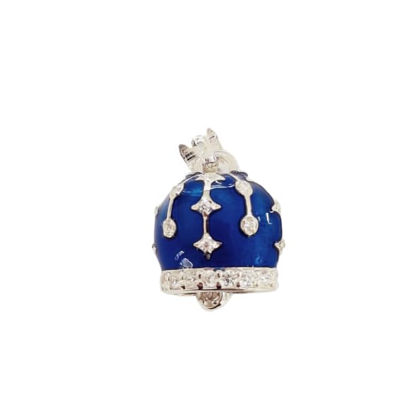 Ciondolo donna Campana capri in argento 925 smaltata blu con zirconi