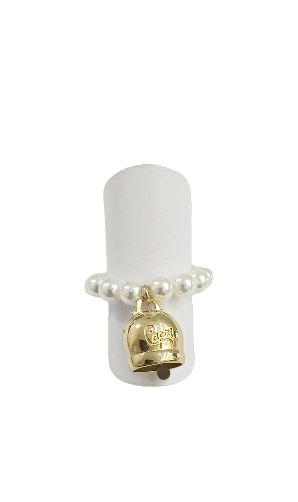 Anello donna campana capri con perle sintetiche in argento 925 ciondolo dorato