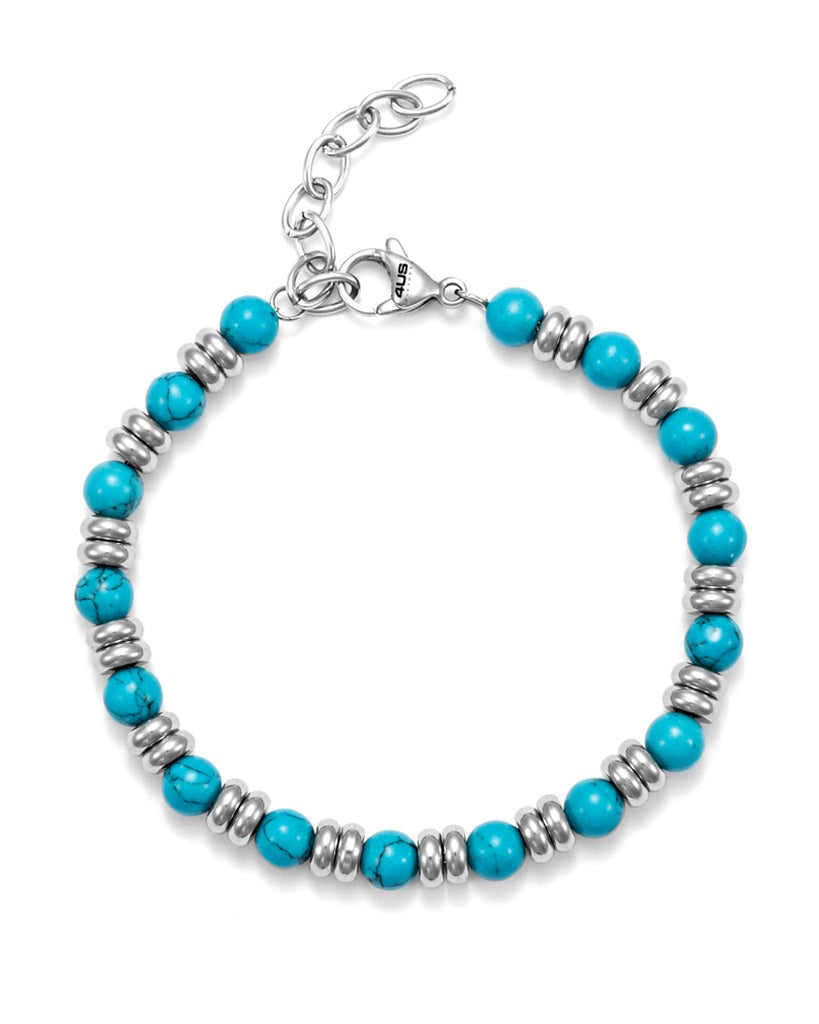 Bracciale 4US Cesare Paciotti da uomo 4ubr5630 con sfere azzurre e argento