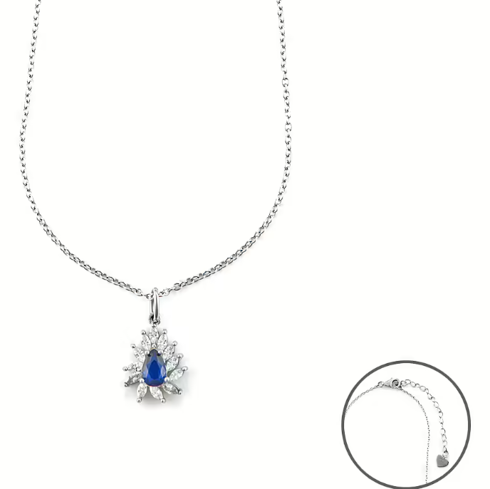 Collana donna in argento con goccia zirconata gioielli 4US Cesare Paciotti