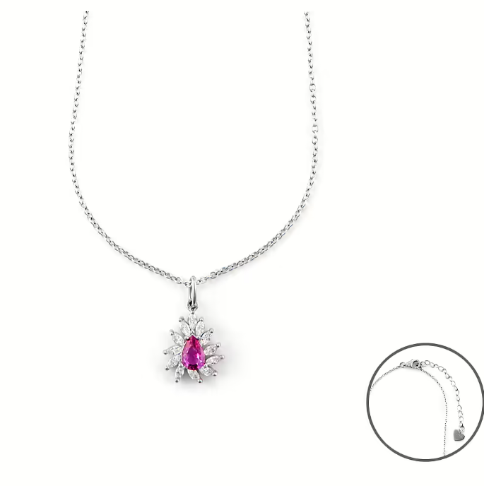 Collana donna in argento con goccia zirconata gioielli 4US Cesare Paciotti