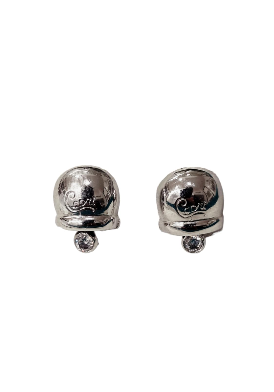 Orecchini donna campanella capri in argento 925 con zircone bianco pendente