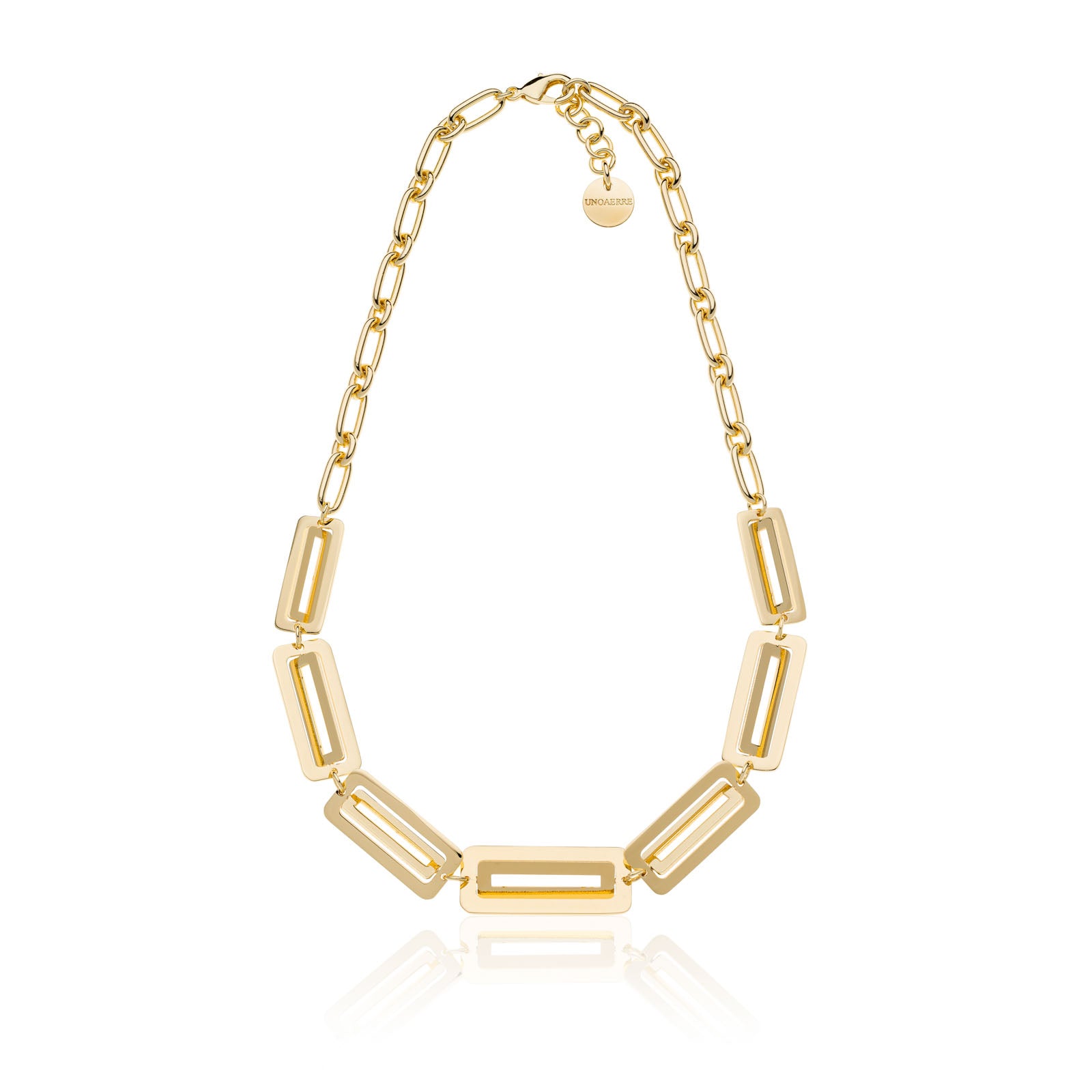 Collana Unoaerre donna catena dorata rettangolare 2449