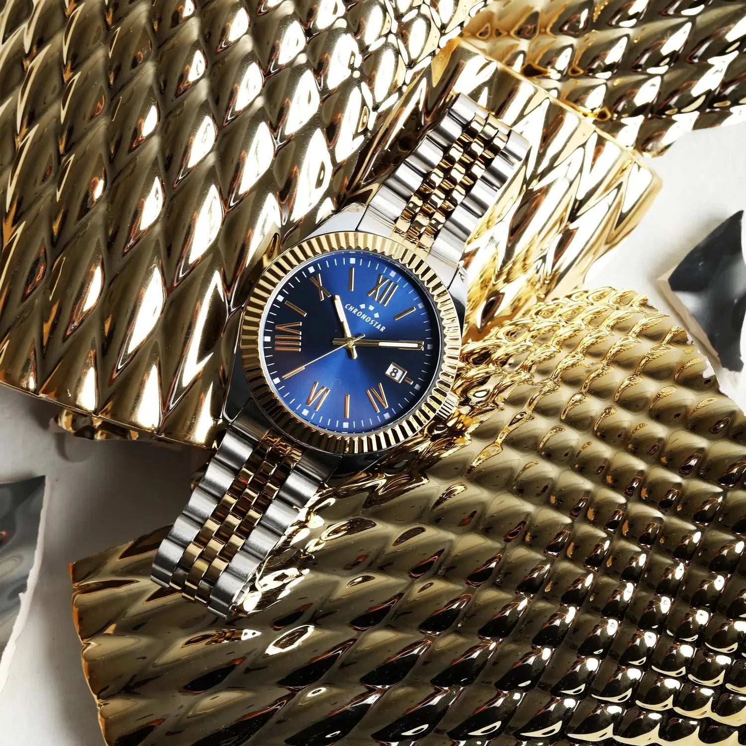 Orologio uomo Chronostar bicolore e quadrante blu r3753312006