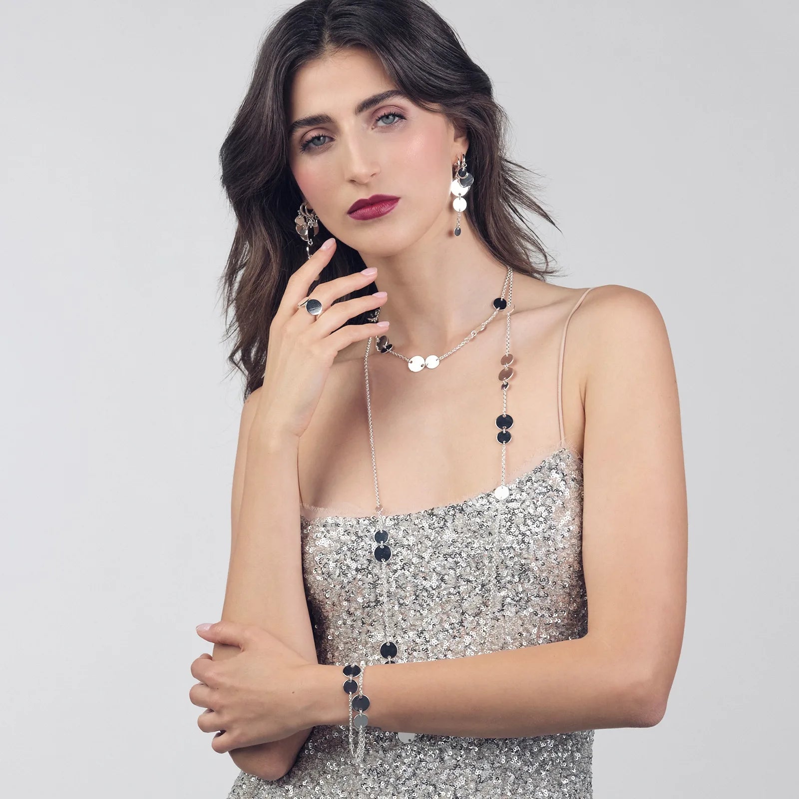 Collana lunga Dinamica argentata Unoaerre in bronzo argentato 2588