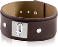 Police-Armband aus braunem Leder und Edelstahl, Modell S14KX02B