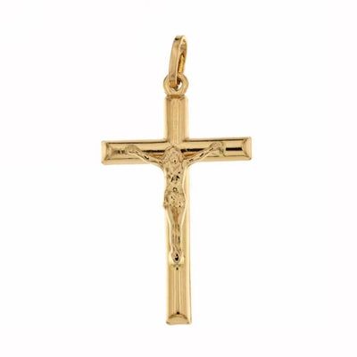 Kreuz aus 18 Karat Gelbgold, massiv mit Christus, unisex