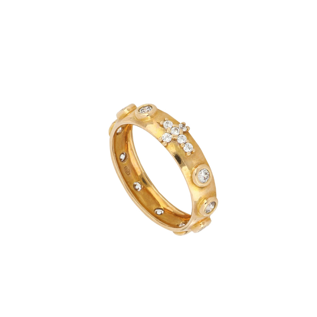 Anello rosario in oro 18 kt con pietre bianche