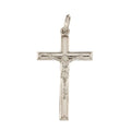 Croce in oro bianco 18 kt scatolata con Cristo unisex