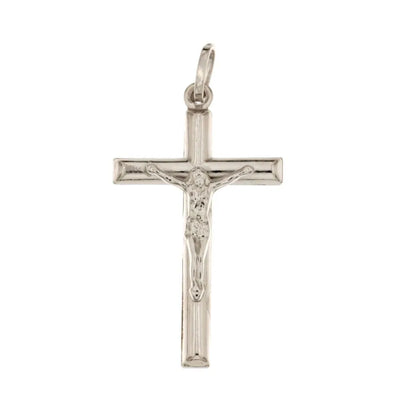 Kreuz aus 18 Karat Weißgold in Schachtel mit Christus unisex