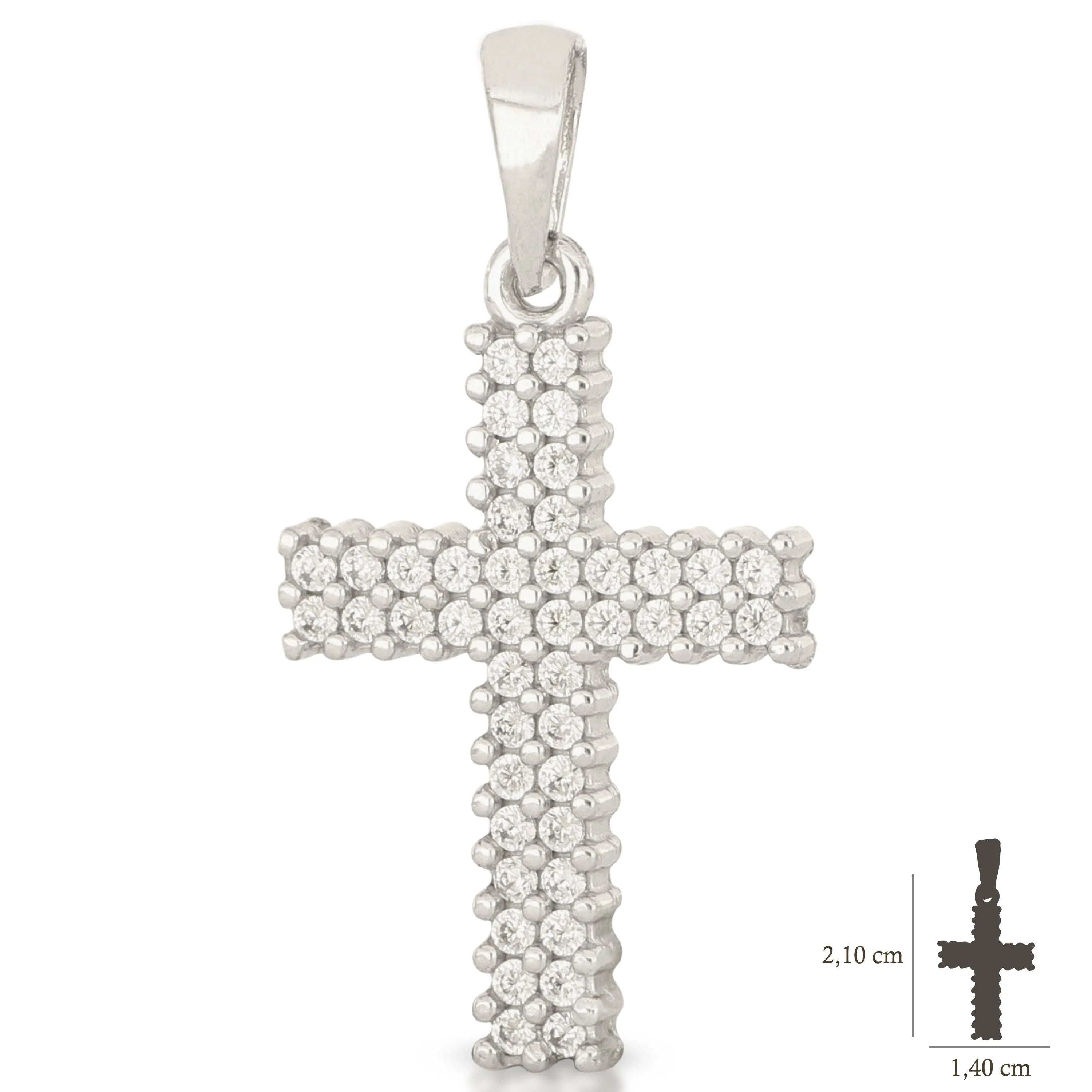 Croce bianca in oro 18kt. con zirconi bianchi