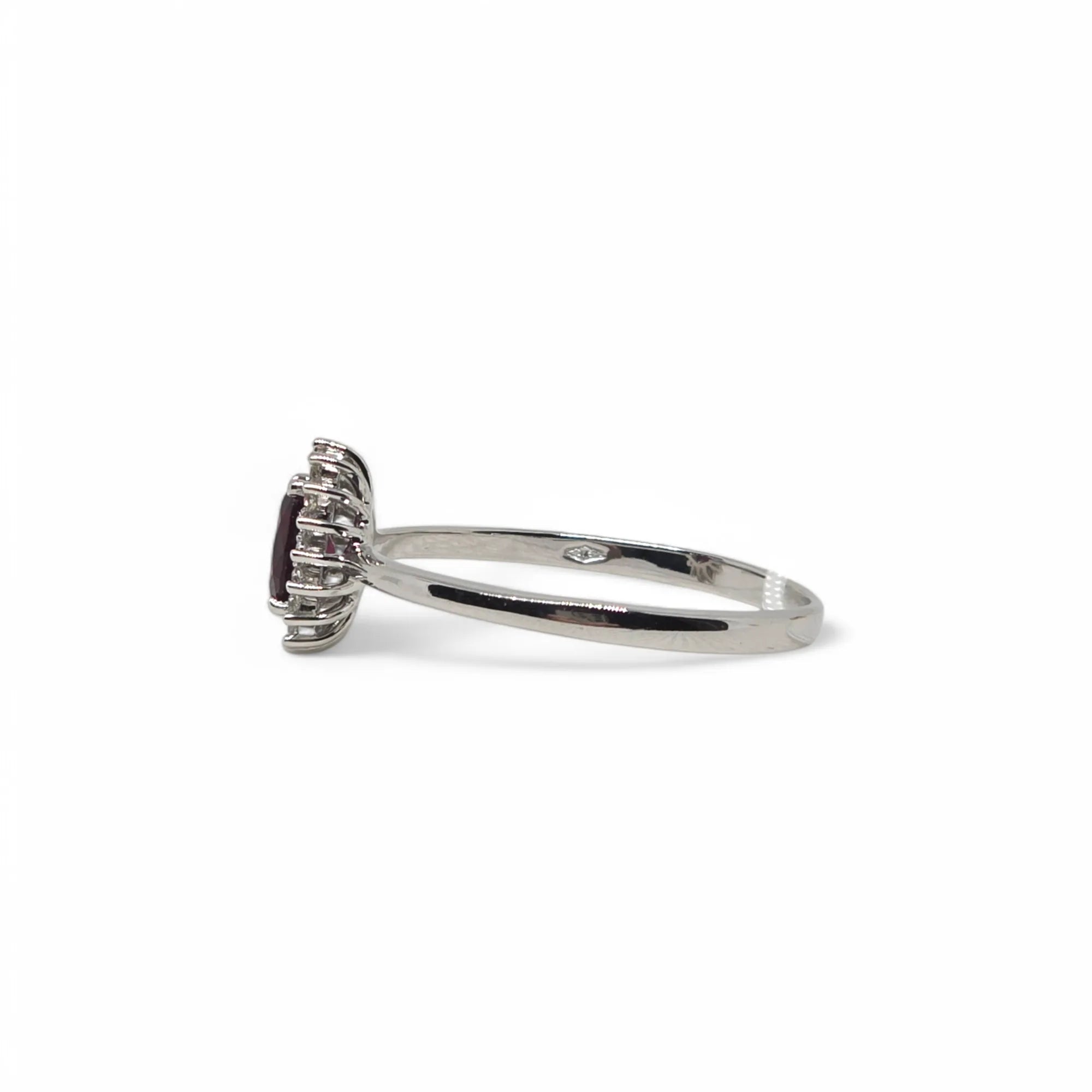 Anello in Oro Bianco 9K con Zircone Rosso