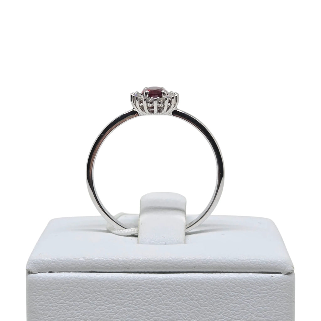 Anello in Oro Bianco 9K con Zircone Rosso