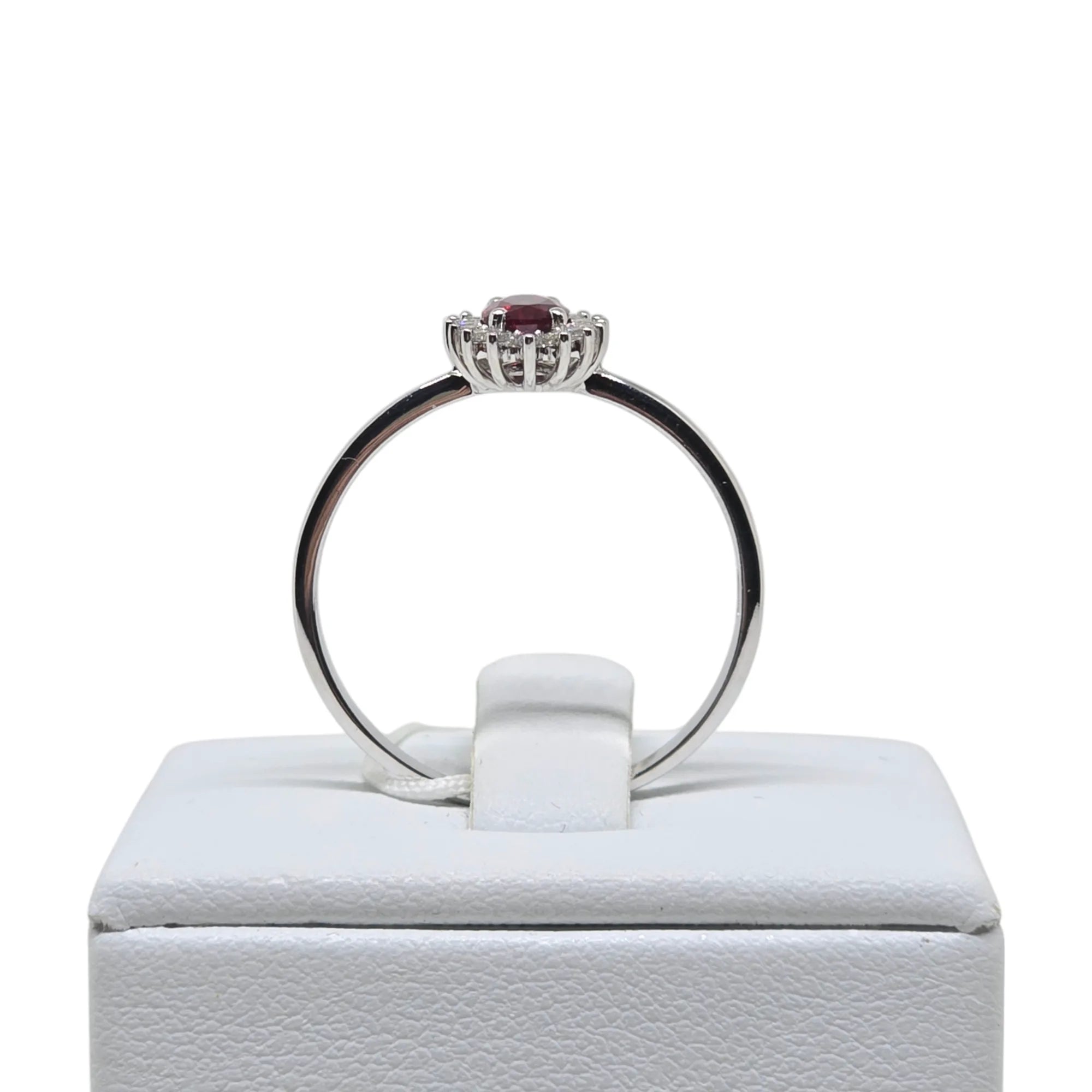 Anello in Oro Bianco 9K con Zircone Rosso
