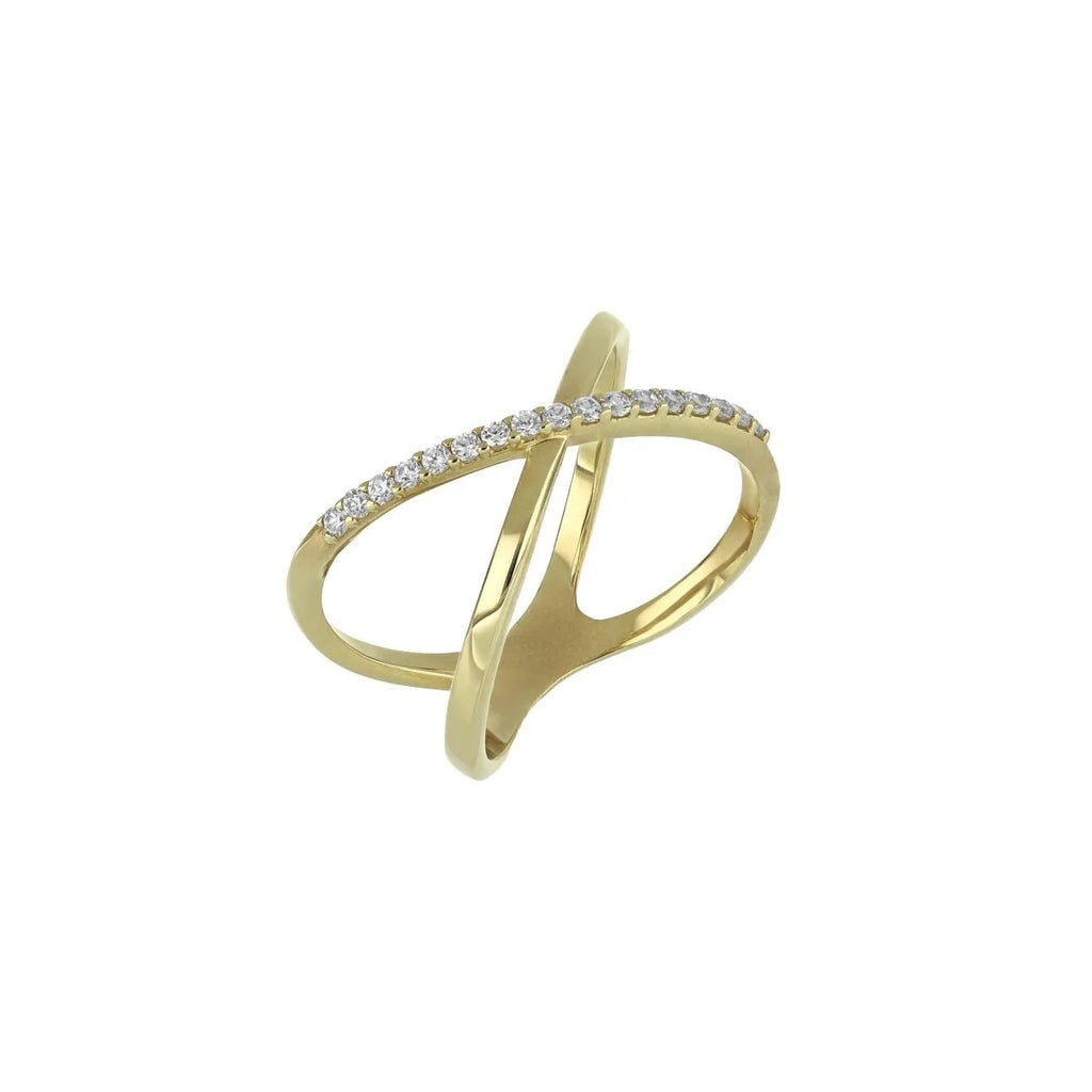 Anello donna ad incrocio in oro giallo 9kt con zirconi Igold