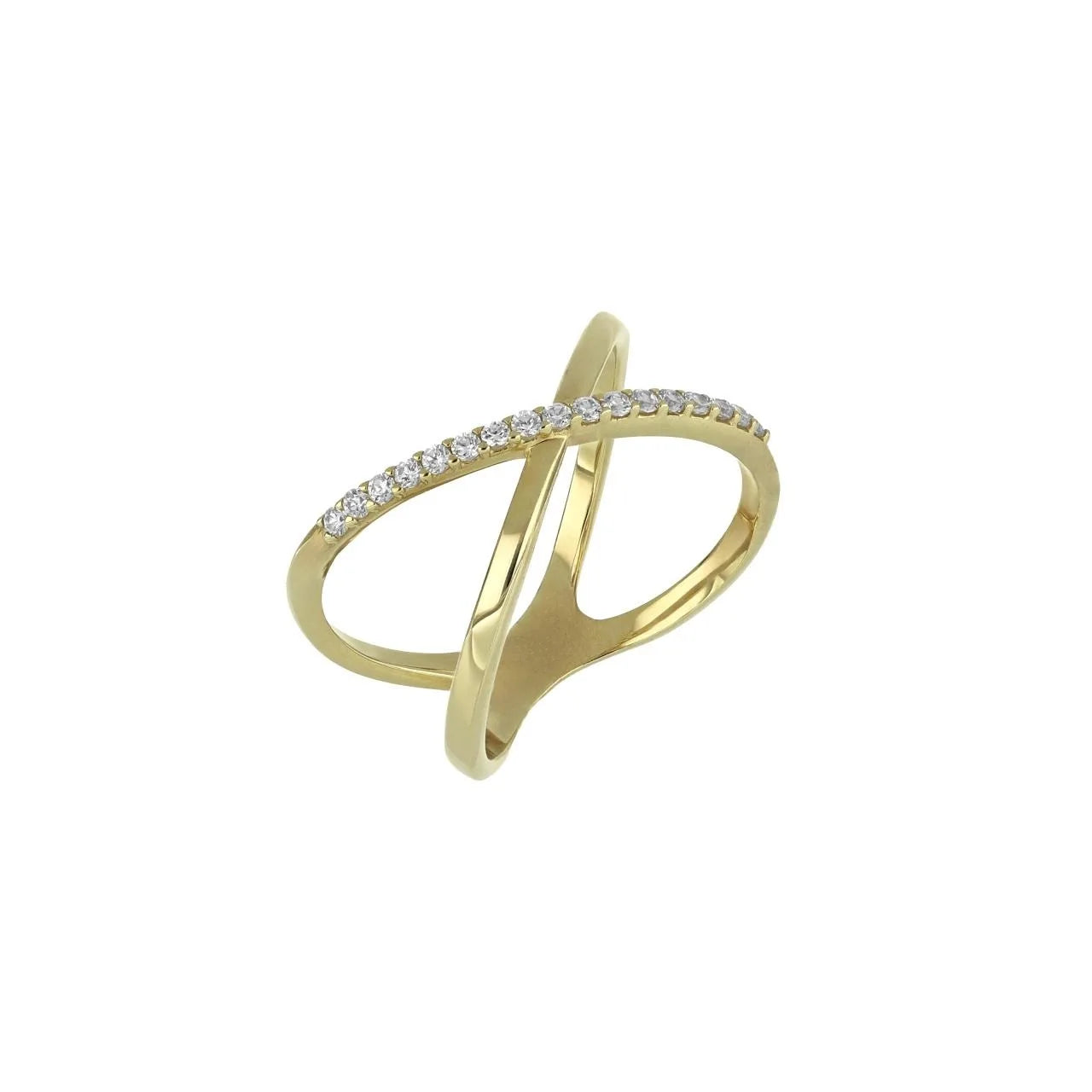 Anello donna ad incrocio in oro giallo 9kt con zirconi Igold