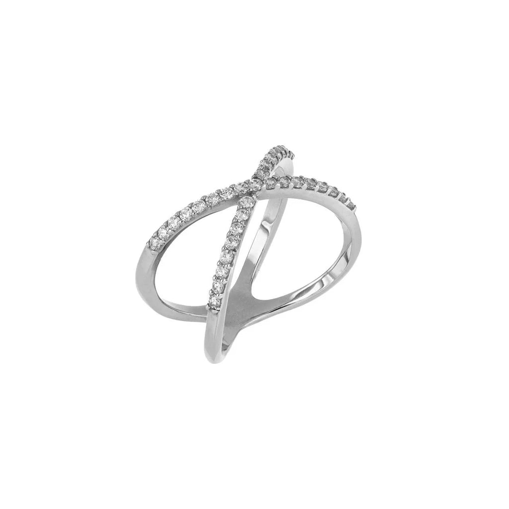Anello donna ad incrocio in oro giallo 9kt con zirconi Igold