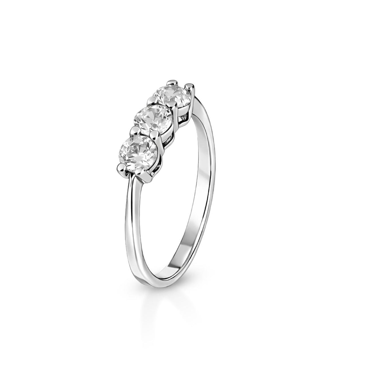 Anello trilogy oro bianco 9K con 3 diamanti Lab Grown AA0694