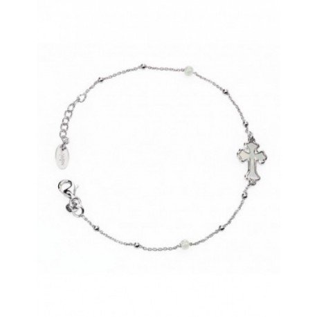 Amen - Bracciale Unisex Arg 925 Con Croce In Madreperla Grigia - BRBMPG3