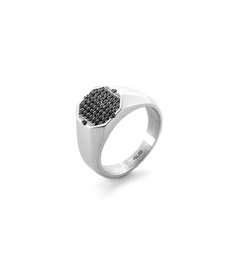 Anello uomo gioielli 4US Cesare Paciotti zirconi neri