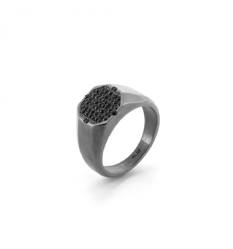 Anello uomo gioielli 4US Cesare Paciotti zirconi neri