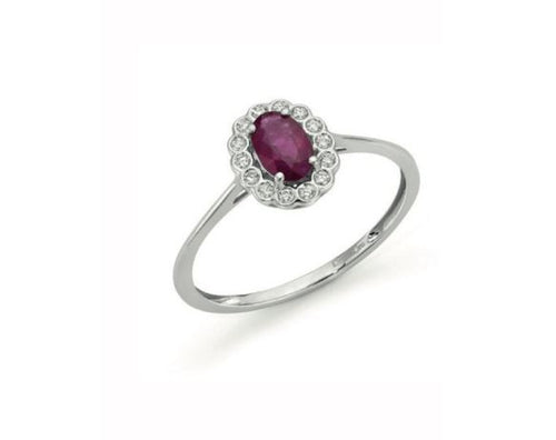 Damenring Donnaoro aus Gold mit Diamanten und Rubin dhar9575.008
