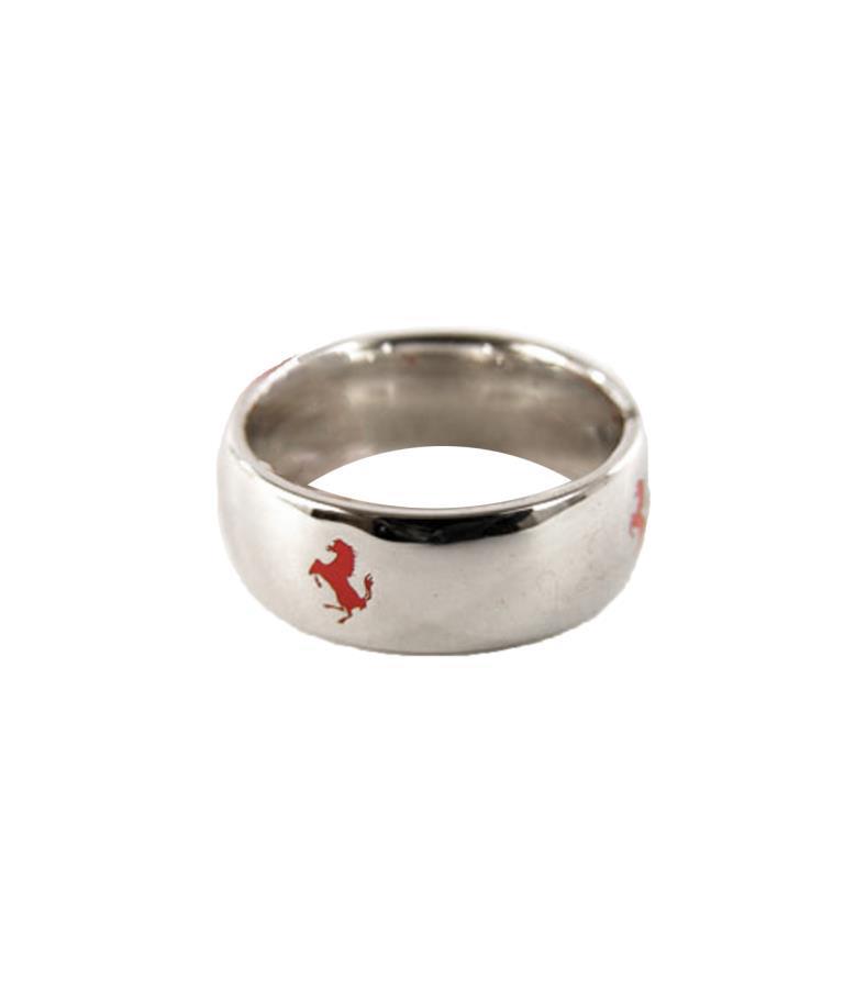 Anello Ferrari uomo con logo rosso misura 18