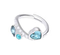 Anello Stroili donna regolabile in metallo rodiato con cuore pietre azzurre e strass