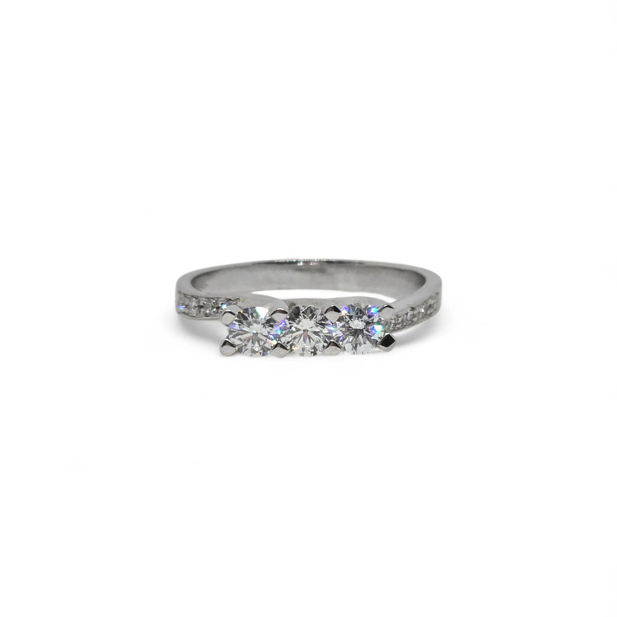 Anello Trilogy in Oro Bianco con Diamanti