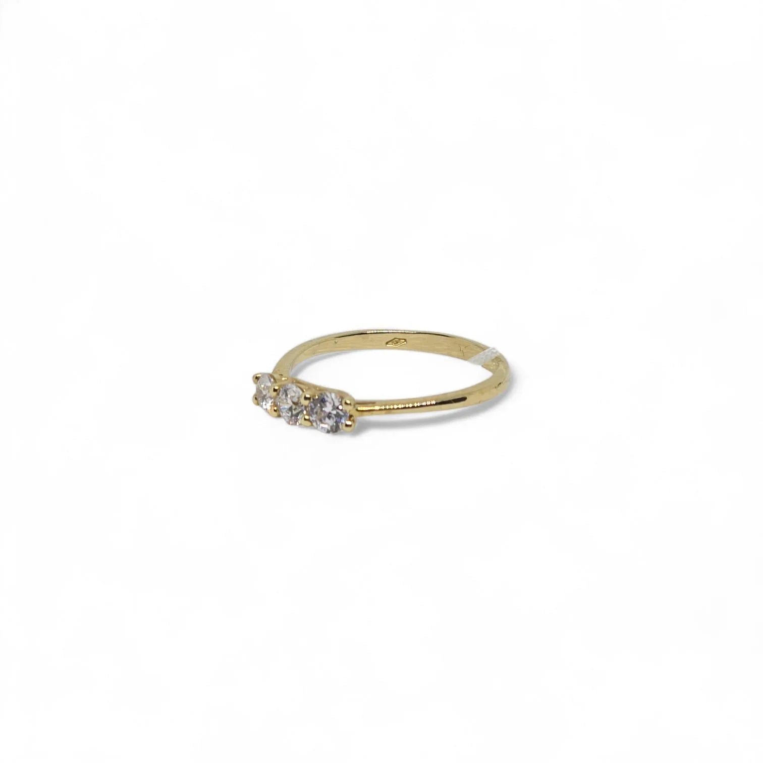 Trilogy-Ring aus 9kt Gelbgold mit weißen Zirkonia von iGold