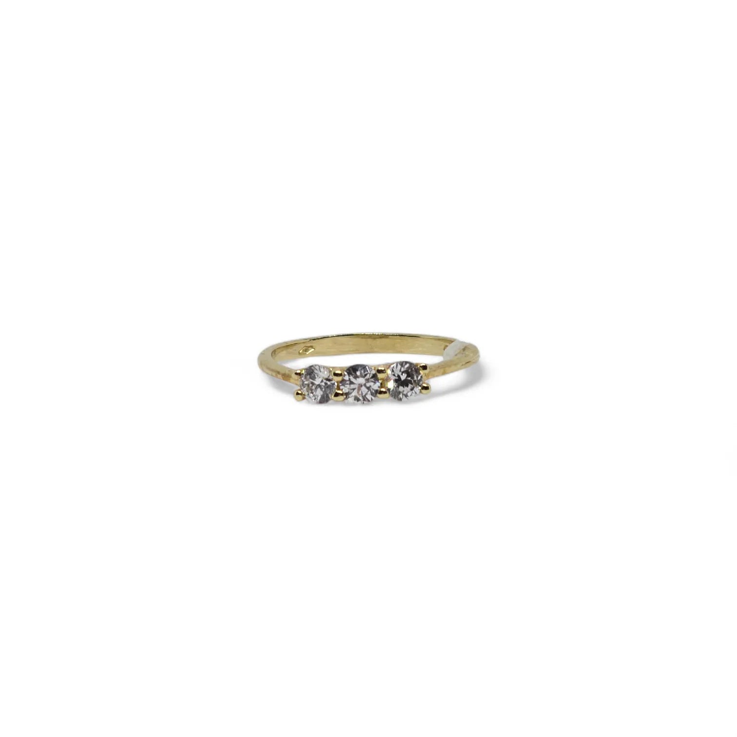 Trilogy-Ring aus 9kt Gelbgold mit weißen Zirkonia von iGold
