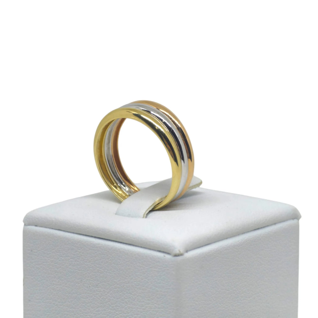 Anello Trinity in Oro 18kt Tricolore a fascia Oro Giallo, Bianco e Rosa