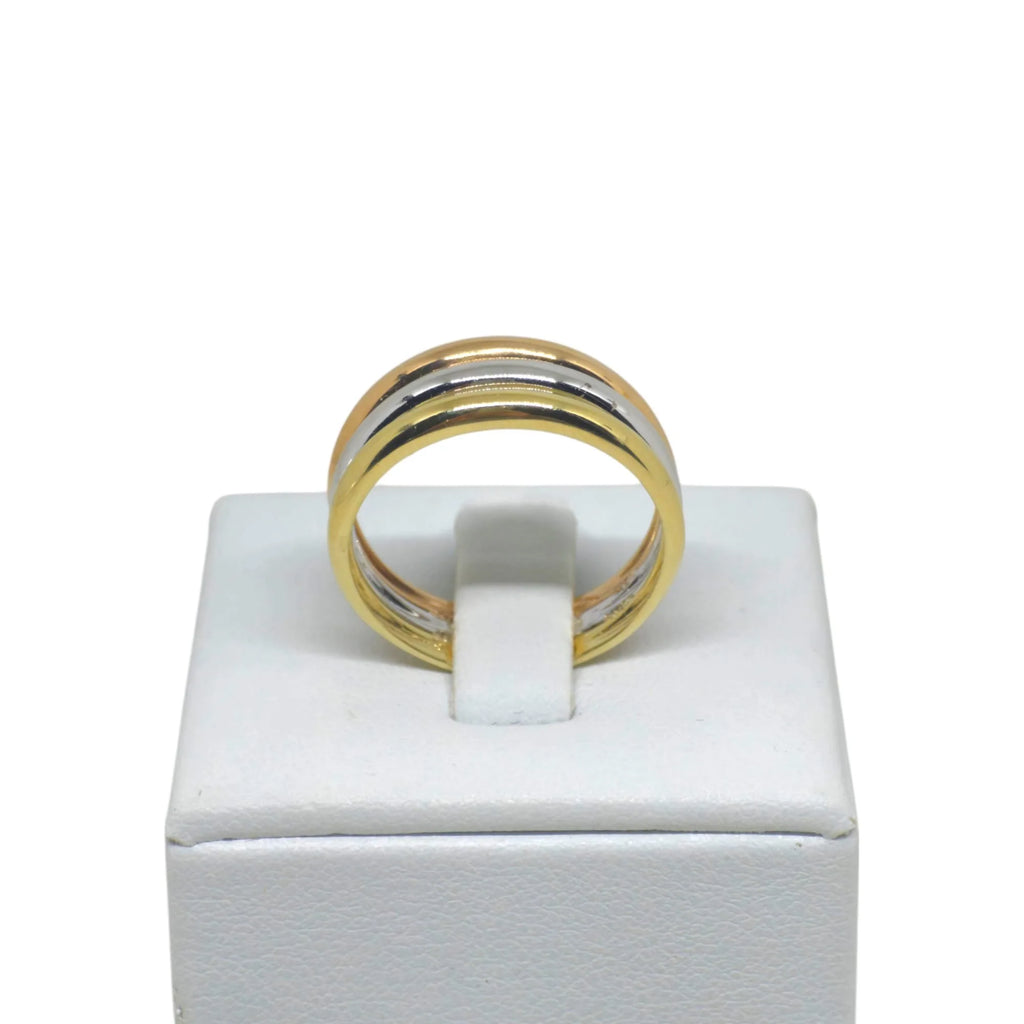 Anello Trinity in Oro 18kt Tricolore a fascia Oro Giallo, Bianco e Rosa
