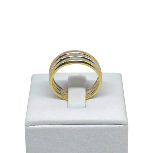 Anello Trinity in Oro 18kt Tricolore a fascia Oro Giallo, Bianco e Rosa